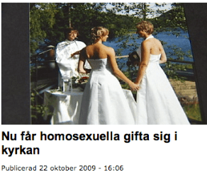 Zviedrijā homoseksuāli pāri var laulāties baznīcā kopš 2009. gada