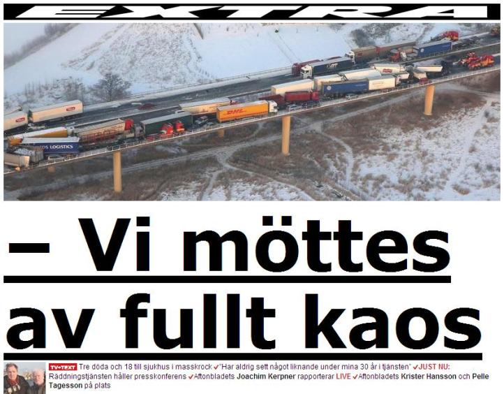 Autokatastrofa Skonē Zviedrijā 15. janvāris