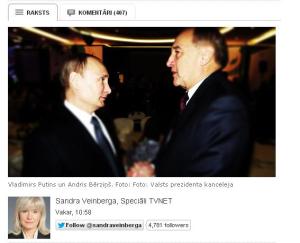 Putins un Berzins  TVNet  foto